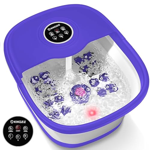 KNQZE Collapsible Foot Spa remote control enables easy heat and timing adjustments.