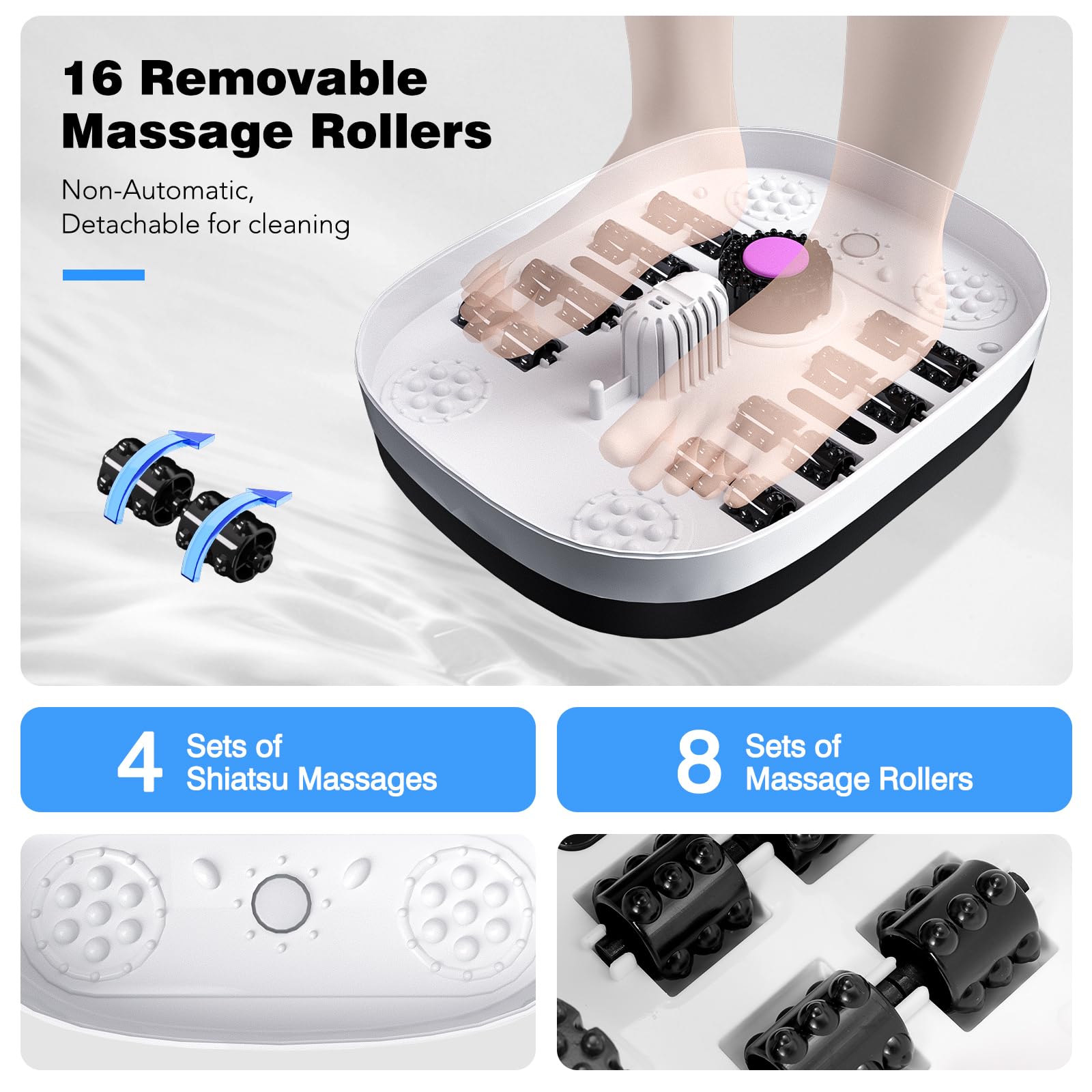 KNQZE foot spa hot water up to 113℉ for a personalized warm soak.