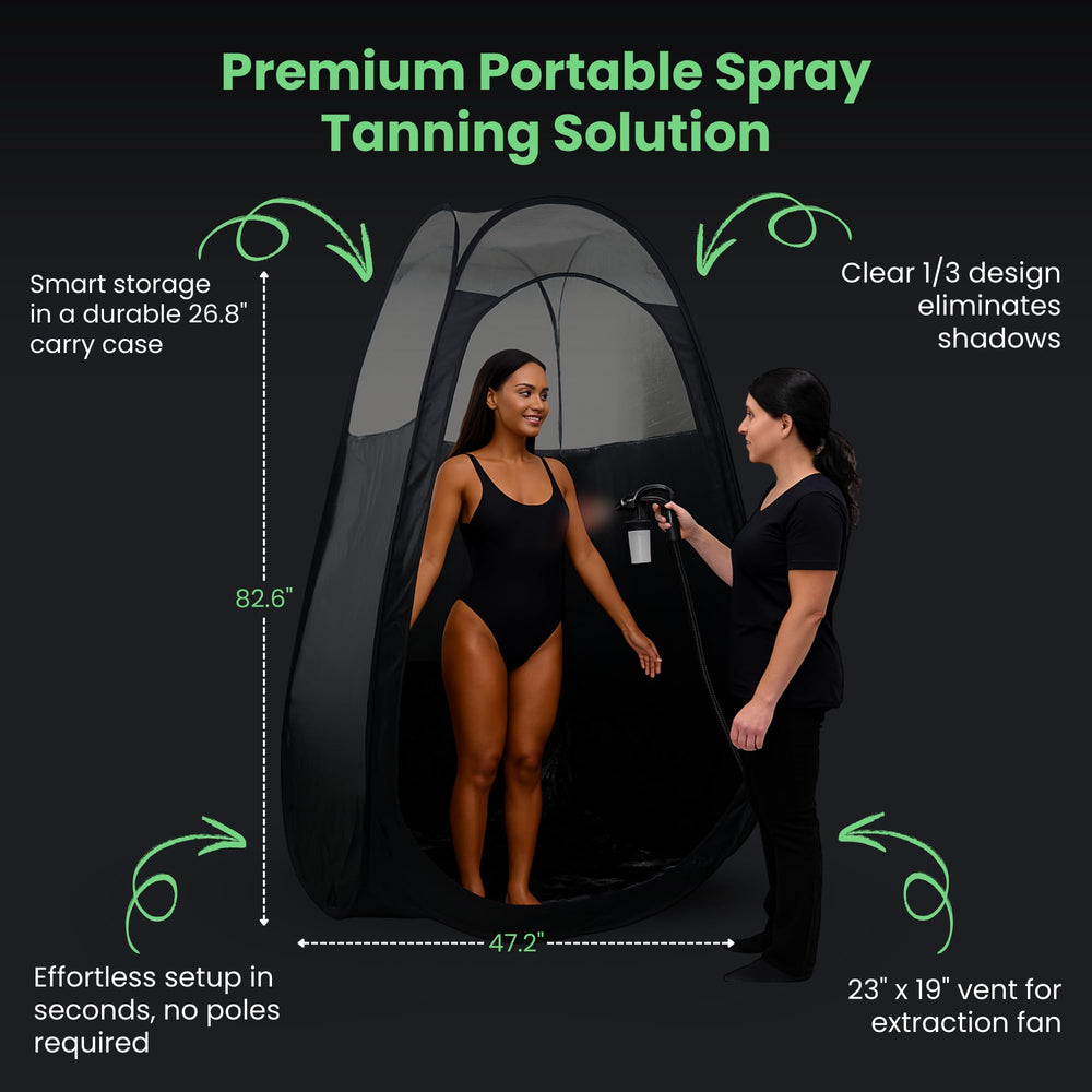 KobbTan tent clear window, enhanced lighting for precise, shadow-free tanning visibility