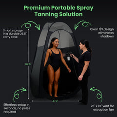 KobbTan tent clear window, enhanced lighting for precise, shadow-free tanning visibility
