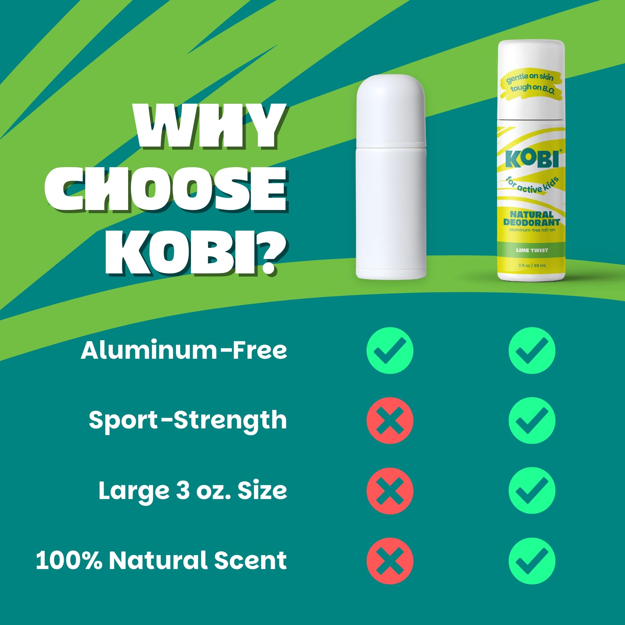 Kobi natural ingredients label close-up highlights aluminum-free formula