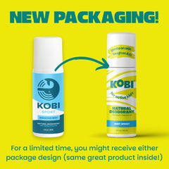 Kobi sport-strength roll-on during sweat demonstrating clear application