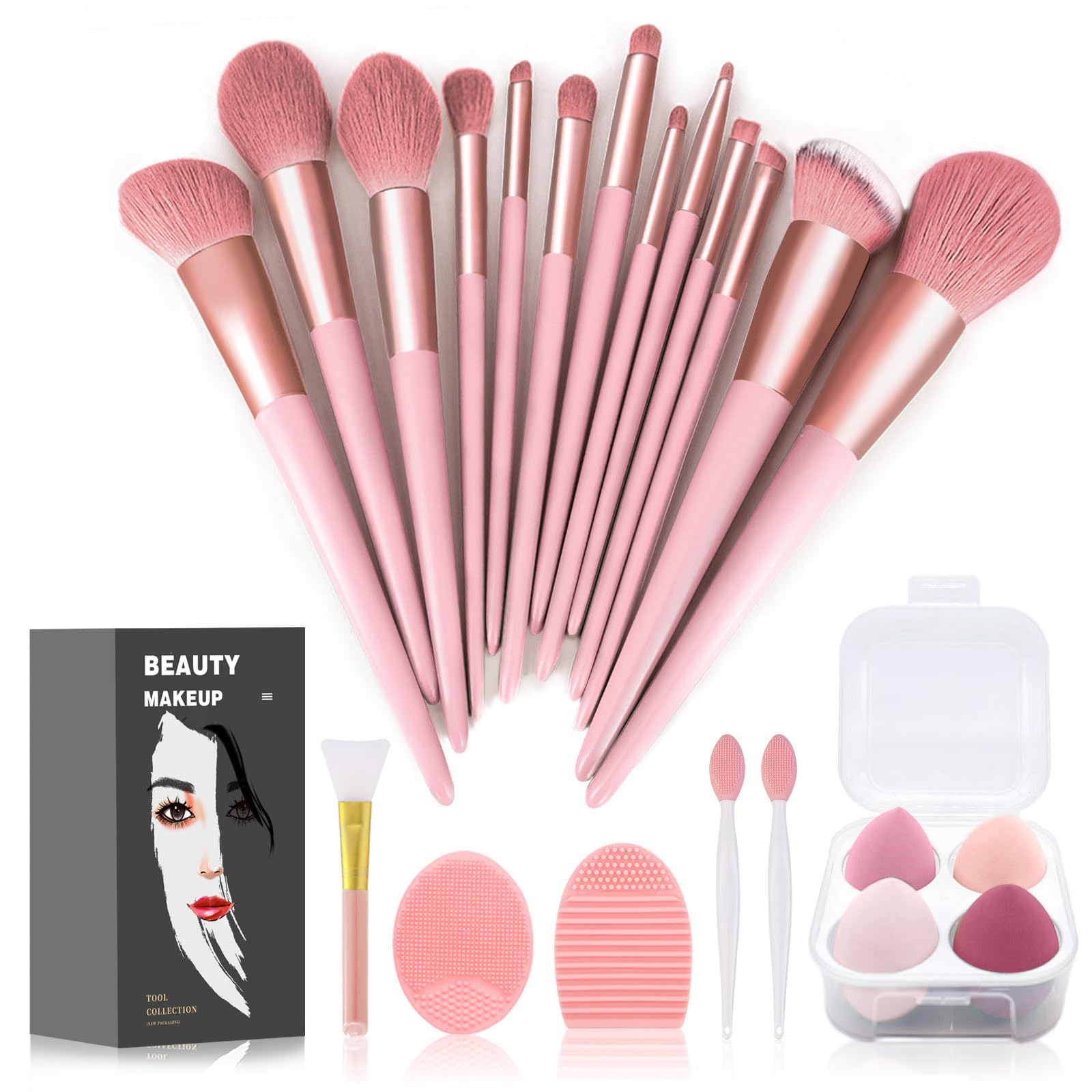 Koccido makeup brushes 22-piece kit pink complete set for precise application