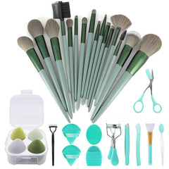 Koccido 30pc makeup brush kit in green case for on-the-go makeup