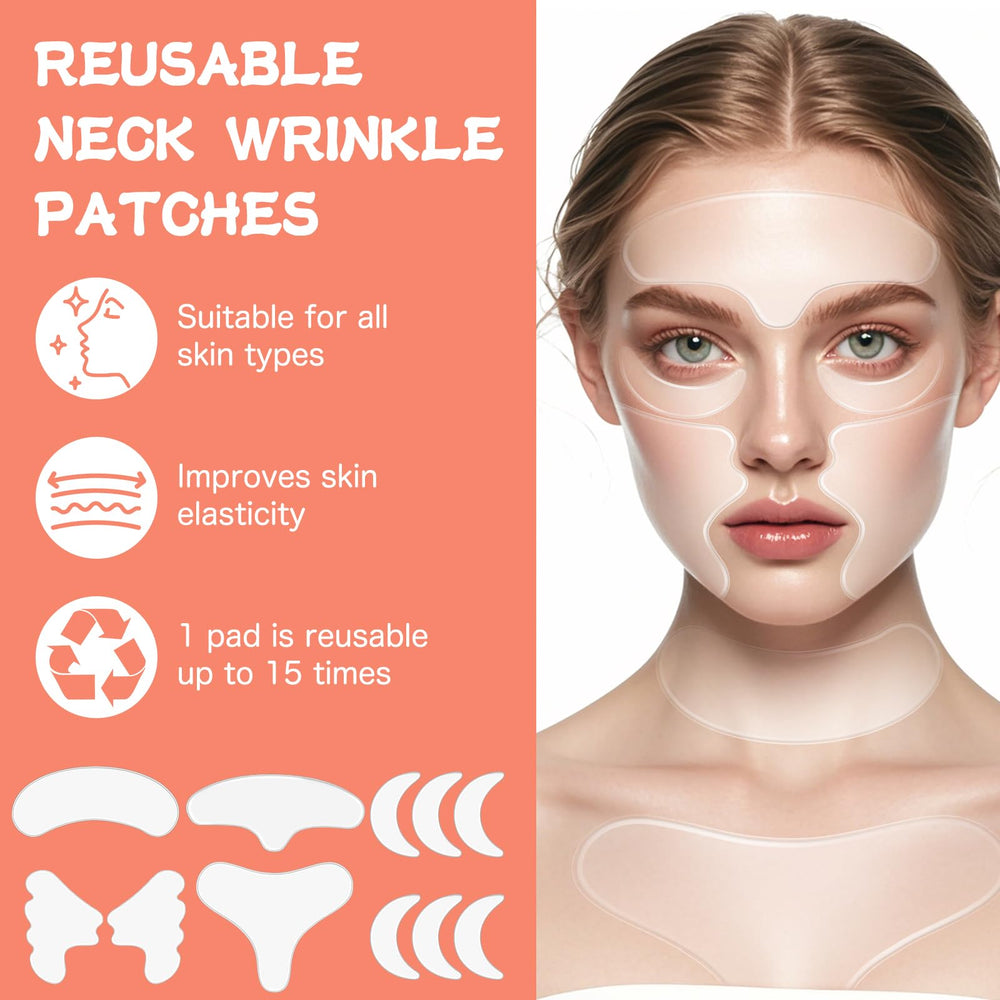 KODASNY neck wrinkle patches applied on neck for hydrating, smoothing overnight.