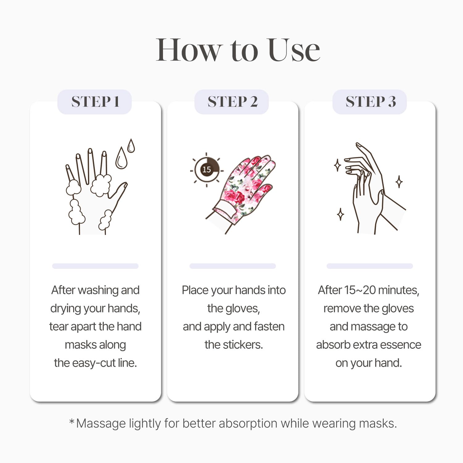 Koelf PETITFEE hand masks packaging with soft gloves conveys convenience and comfort.