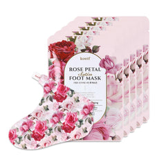 Koelf Petitfee Rose Petal Satin Foot Mask pack for at-home spa hydration