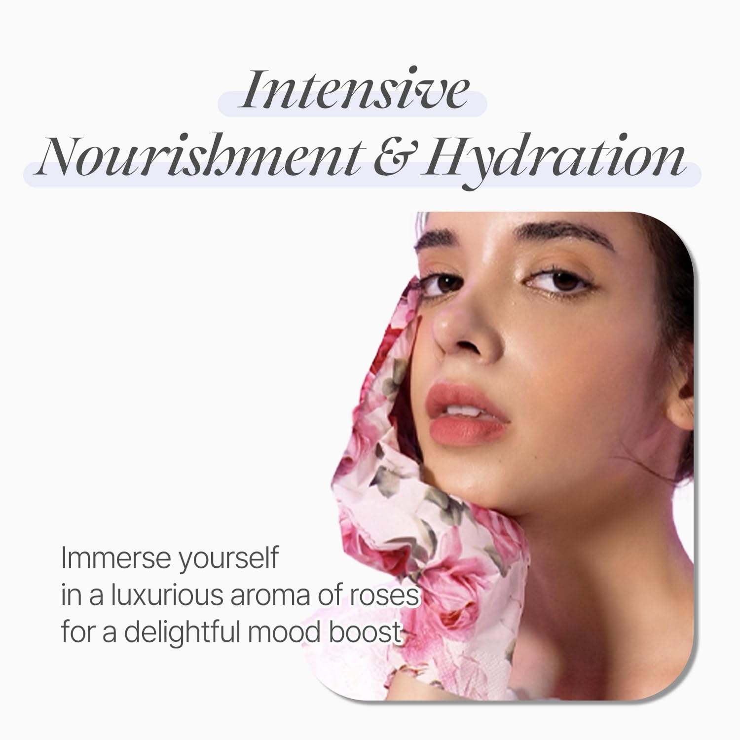 Koelf PETITFEE rose essence gloves close-up highlights luxe hydration for dry hands.