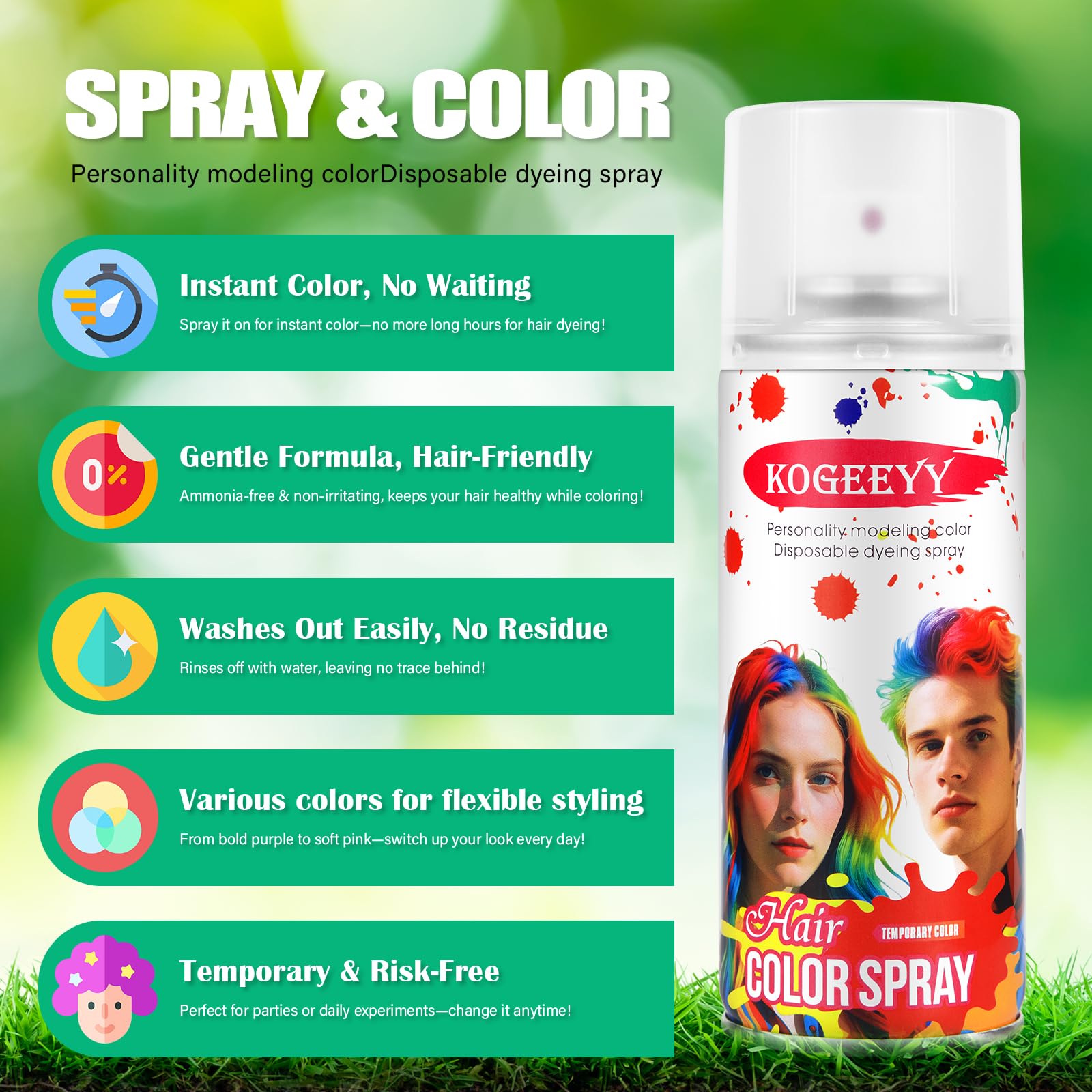 KOGEEYY vibrant color options, 10 shades for creative looks.