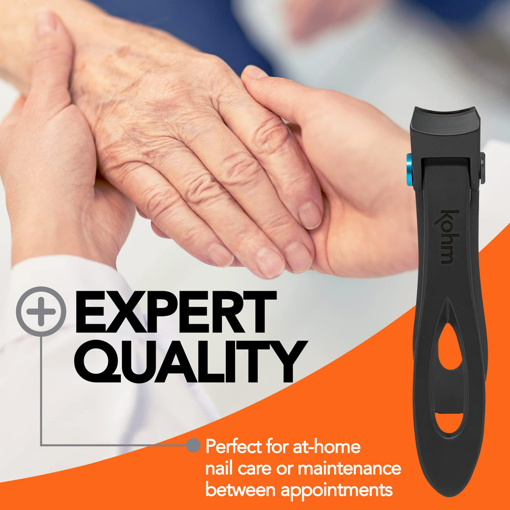 KOHM nail clippers black-handle design for comfortable grip.