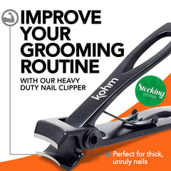 KOHM nail clippers thick-nail cutting-action demonstrates robust trimming.