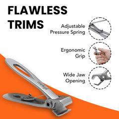 KOHM nail clippers ultra-sharp blade enable effortless trimming of tough nails.