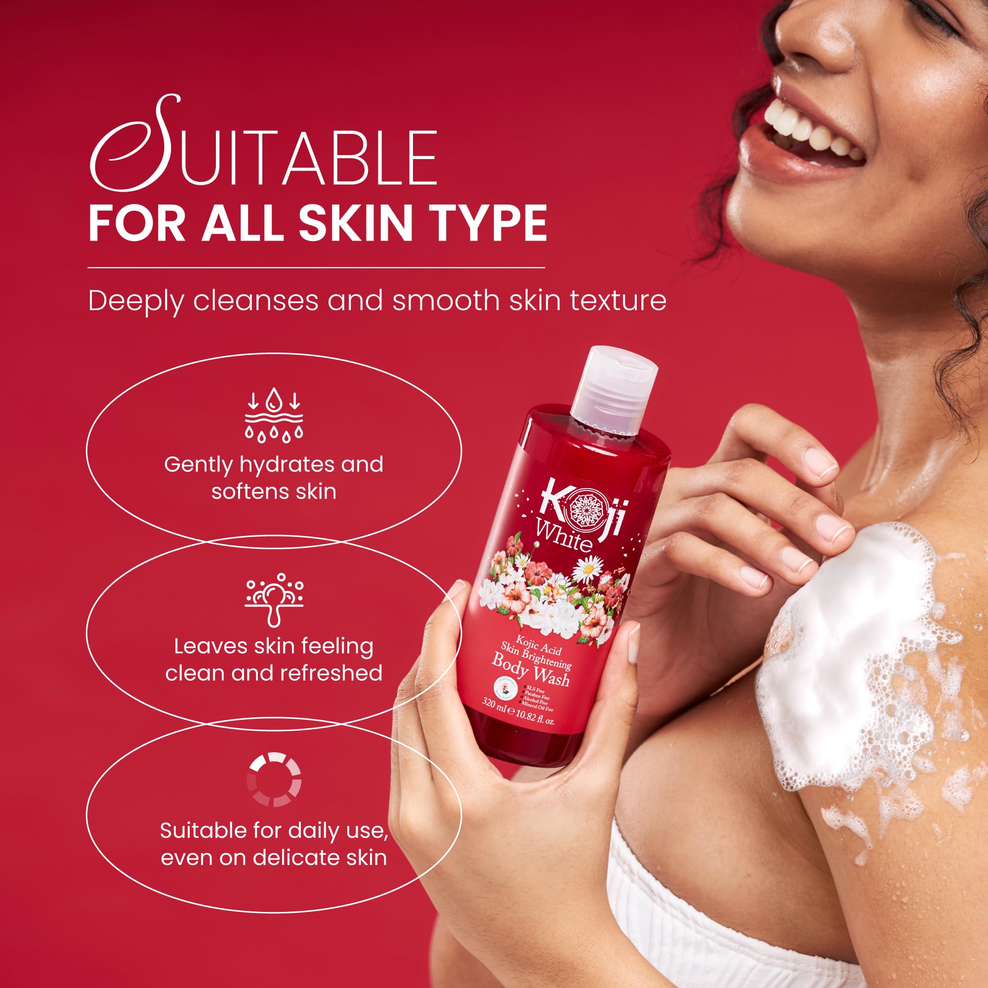 Koji White 4-flower extracts closeup signals skin-nourishing formula.