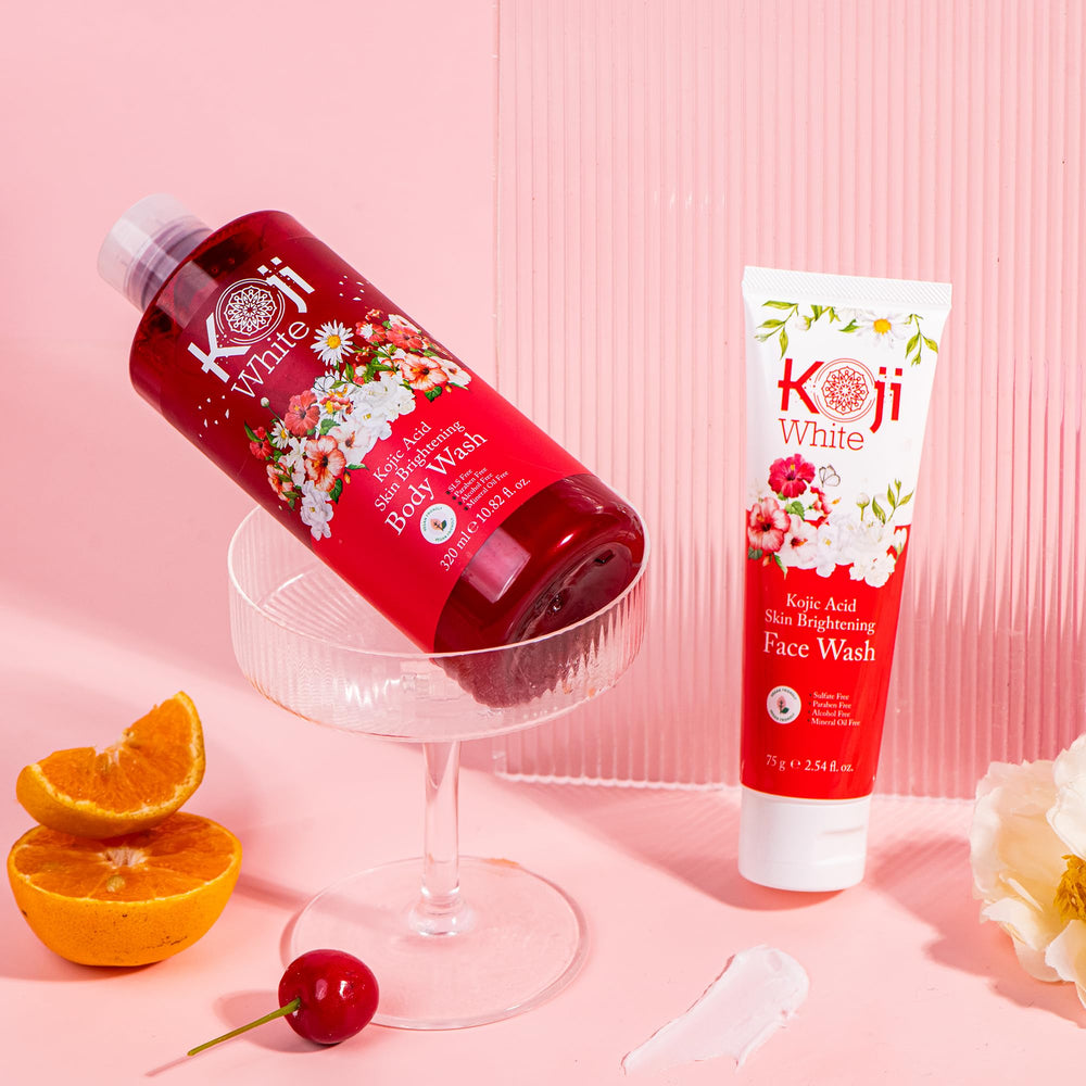 Koji White 4-flower extracts visual highlights natural brightening formula.