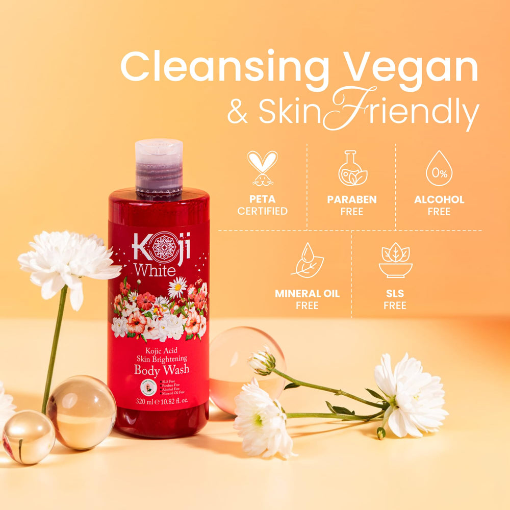 Koji White alcohol-free and parabens-free formula closeup shows purity.