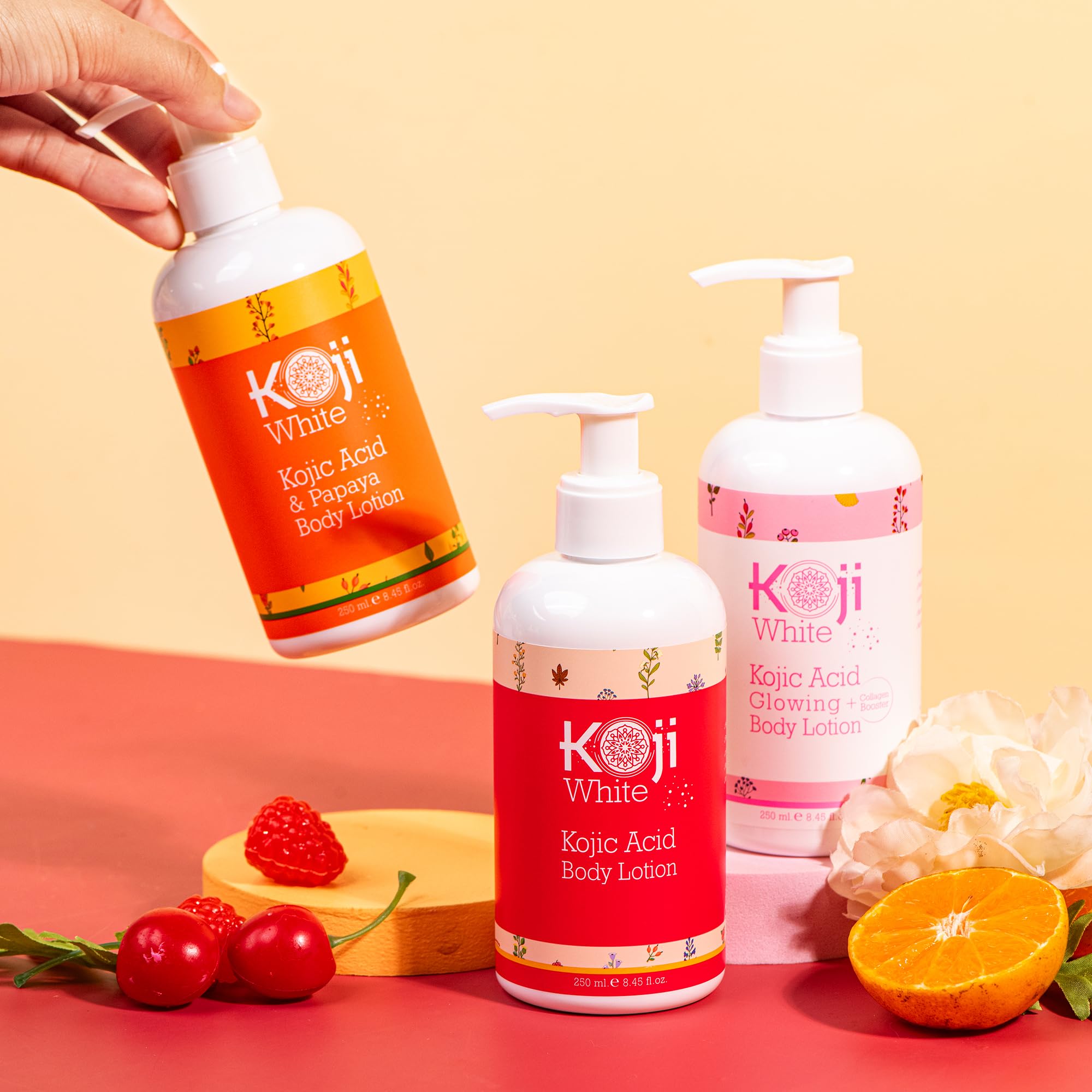 Koji White Body Lotion ingredients image features olive oil benefits