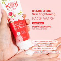 Koji White foaming face wash lather shows a rich, refreshing cleanse.