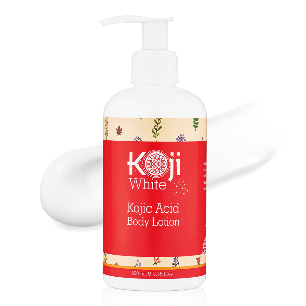 Koji White Kojic Acid Body Lotion bottle for lightweight hydration day and night