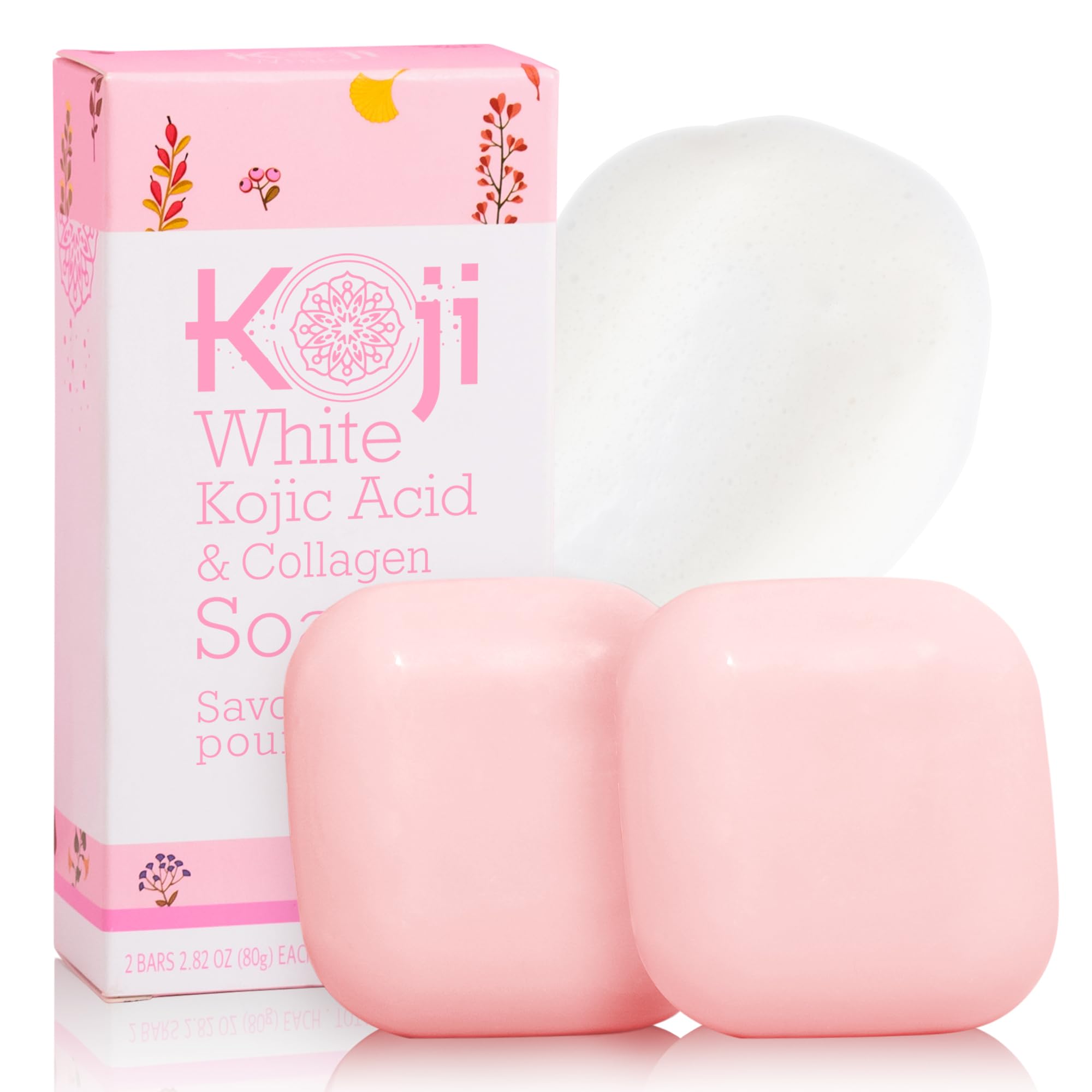 Koji White Kojic Acid & Collagen Soap face bar close-up for radiant glow