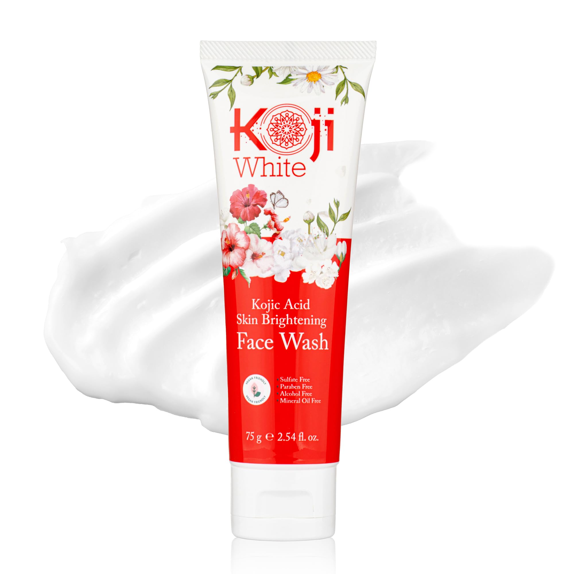 Koji White Kojic Acid Face Wash bottle for gentle cleansing and brighter-looking skin.