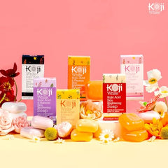 Koji White Pure Kojic Acid Soap tea tree ingredient closeup for refreshing cleanse