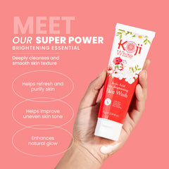 Koji White Vitamin C boost closeup emphasizes antioxidant brightening support.