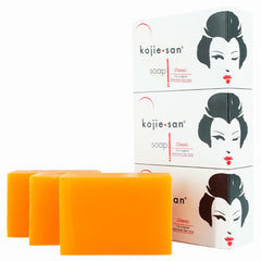 Kojie San Skin Brightening Soap front view with triple bars for daily cleansing