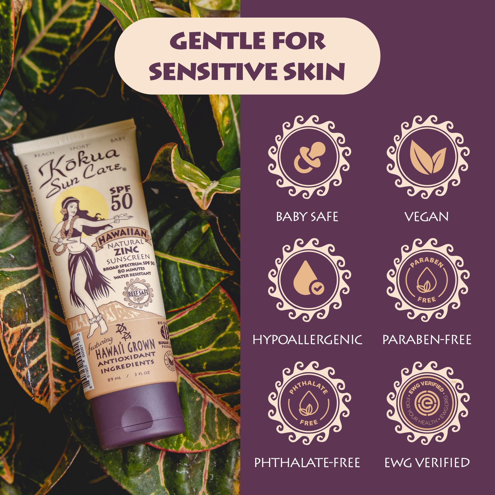 Kokua Sun Care baby-safe formula ready for family use gentle on sensitive skin