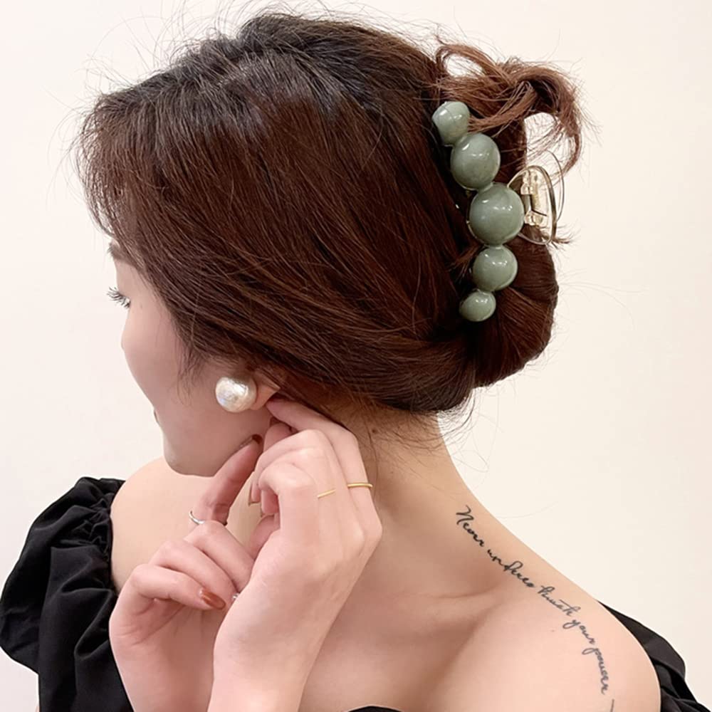 KOLONAMS Large Green Pearl Hair Claw is versatile for clipping on bags or jackets
