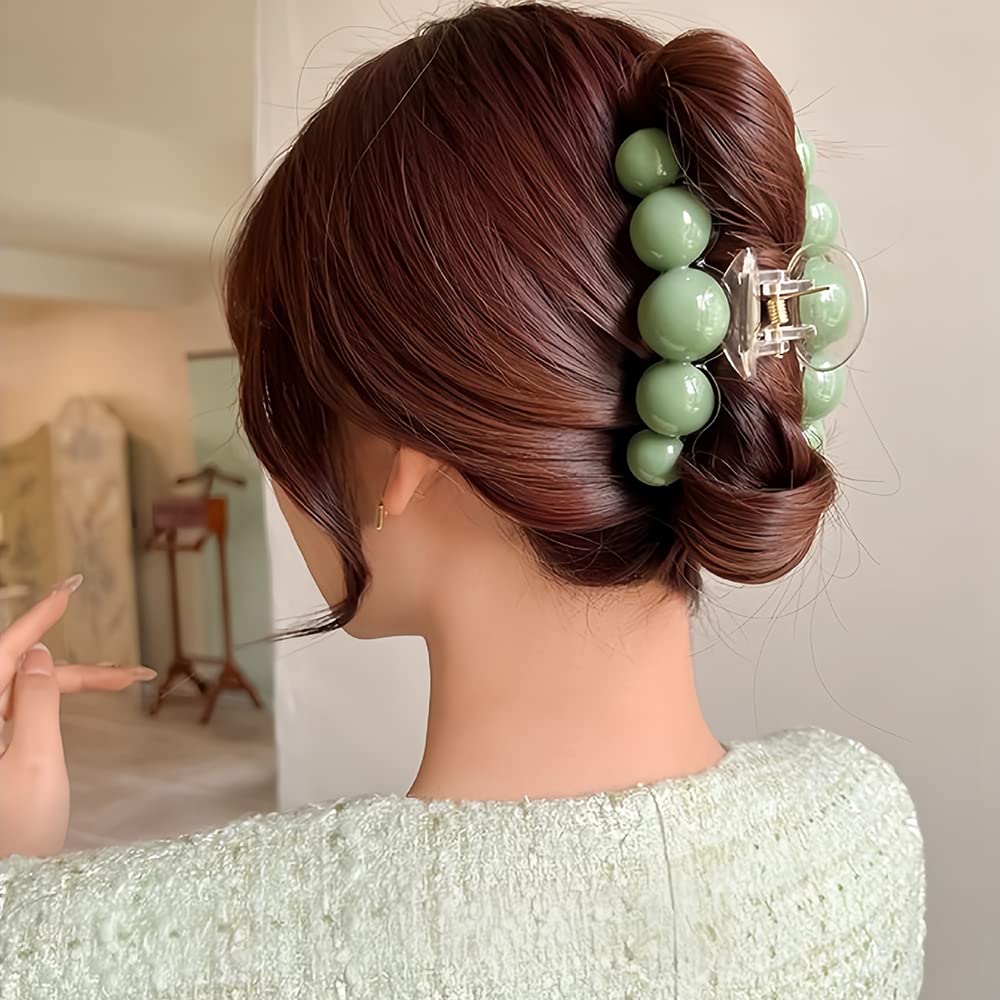 KOLONAMS Large Green Pearl Hair Claw complements party looks with instant polish