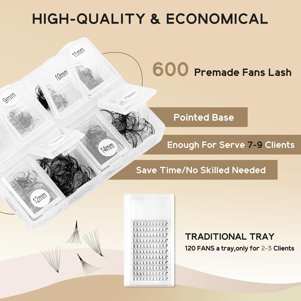 Kolybel premade fans provide easy, residue-free application.