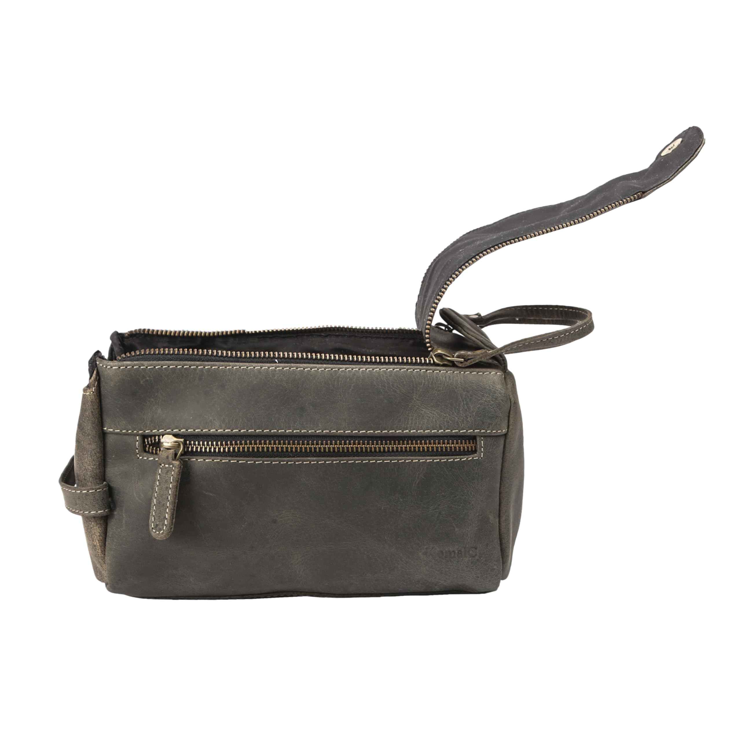 KomalC water-resistant interior lining protects toiletries during travel.