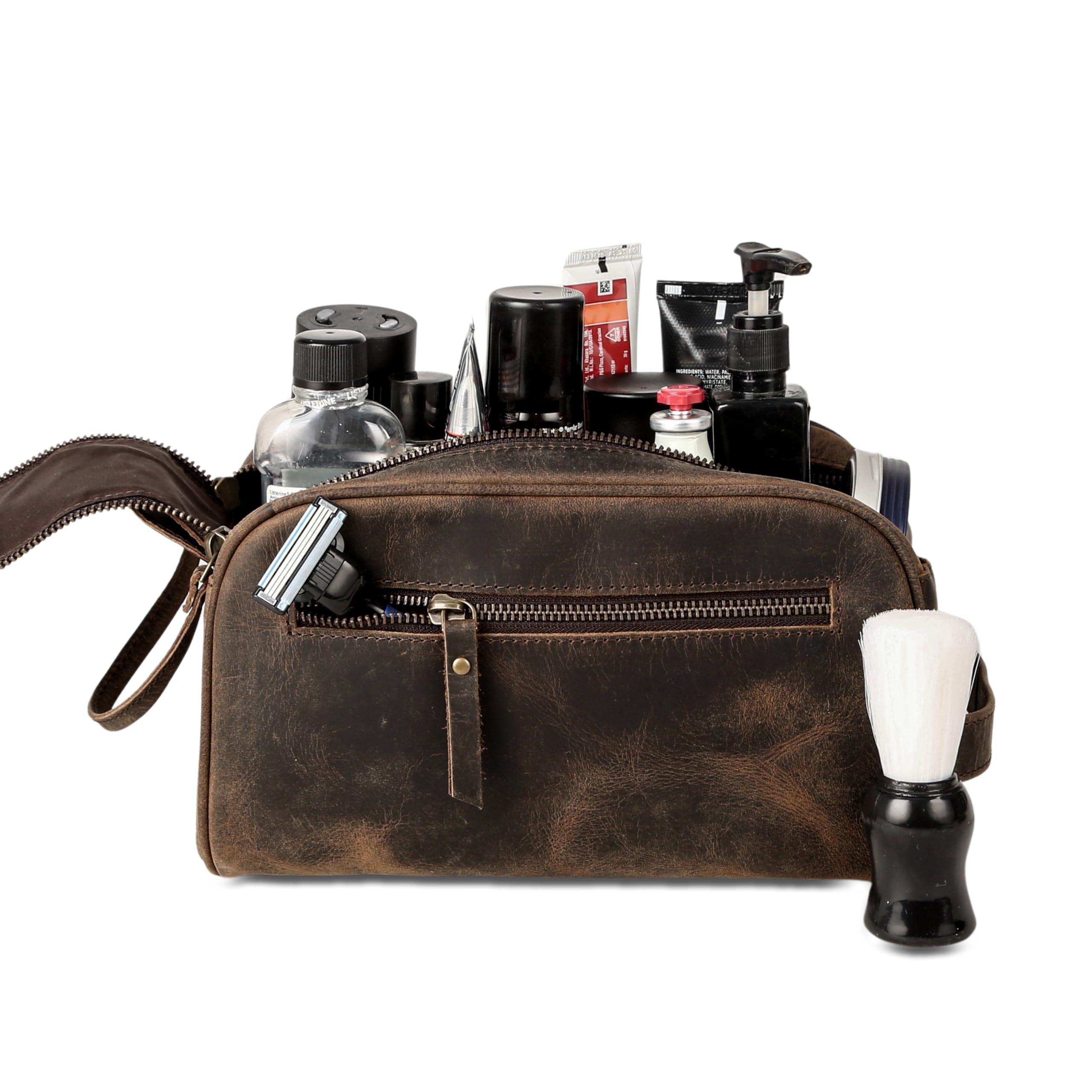 KomalC leather texture close-up highlights premium buffalo leather durability.