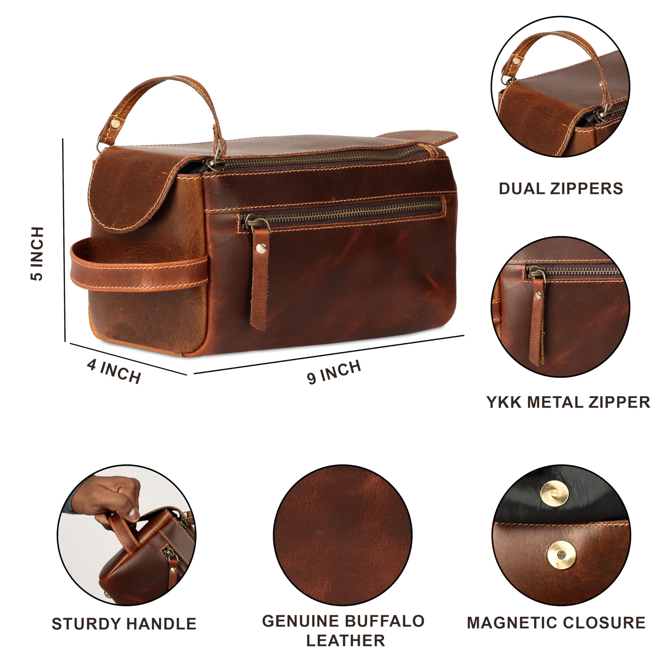 KomalC Dopp Kit compact dimensions suited for travel and daily use