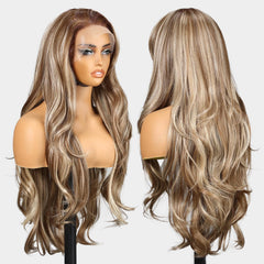KOME Ash Blonde 13x6 lace area offers versatile parting options.