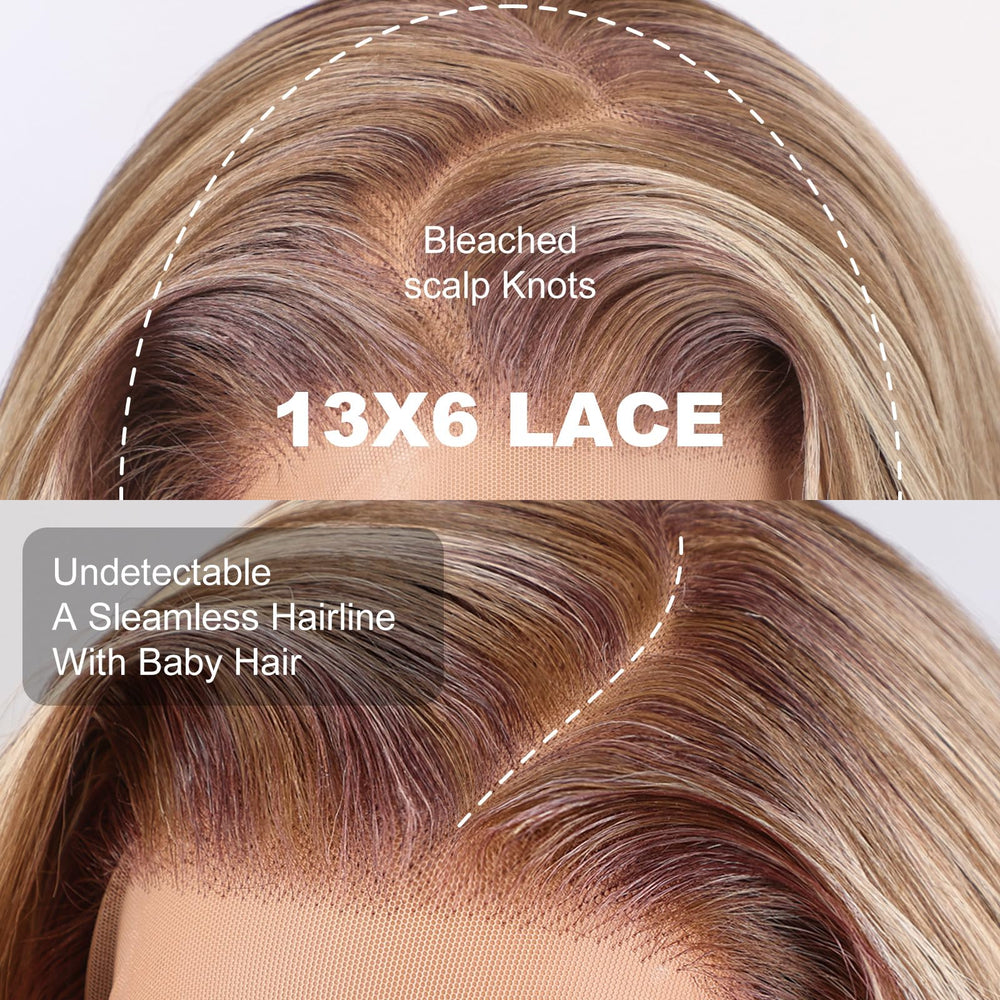 KOME Ash Blonde ghosted knots provide natural root appearance.