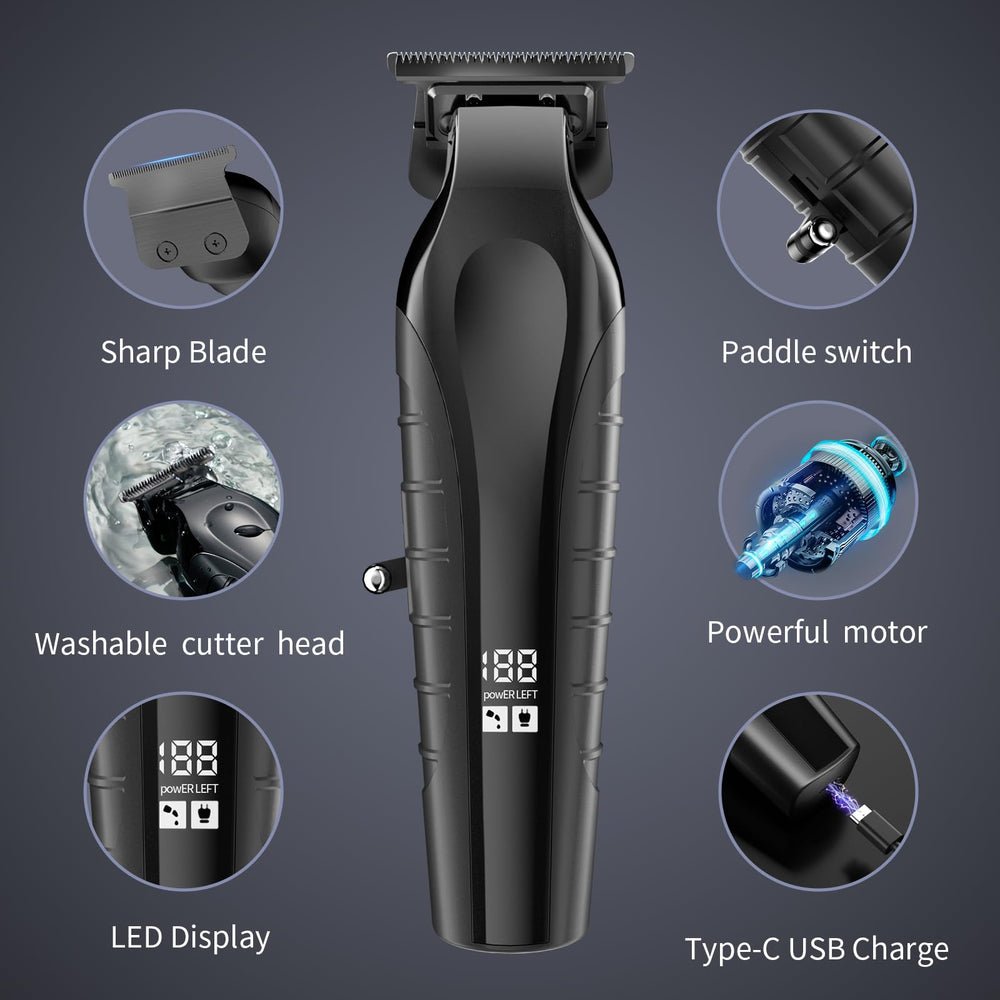 KOMINGDON beard trimmer blade close-up shows durable ceramic blades for smooth cuts