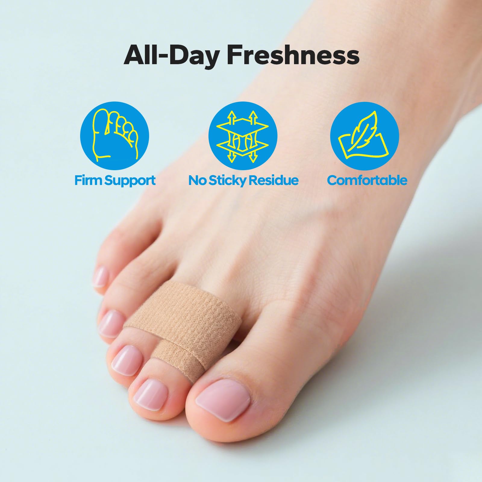Komoko Hammer Toe Corrector wrapped around a toe for comfortable daily wear.