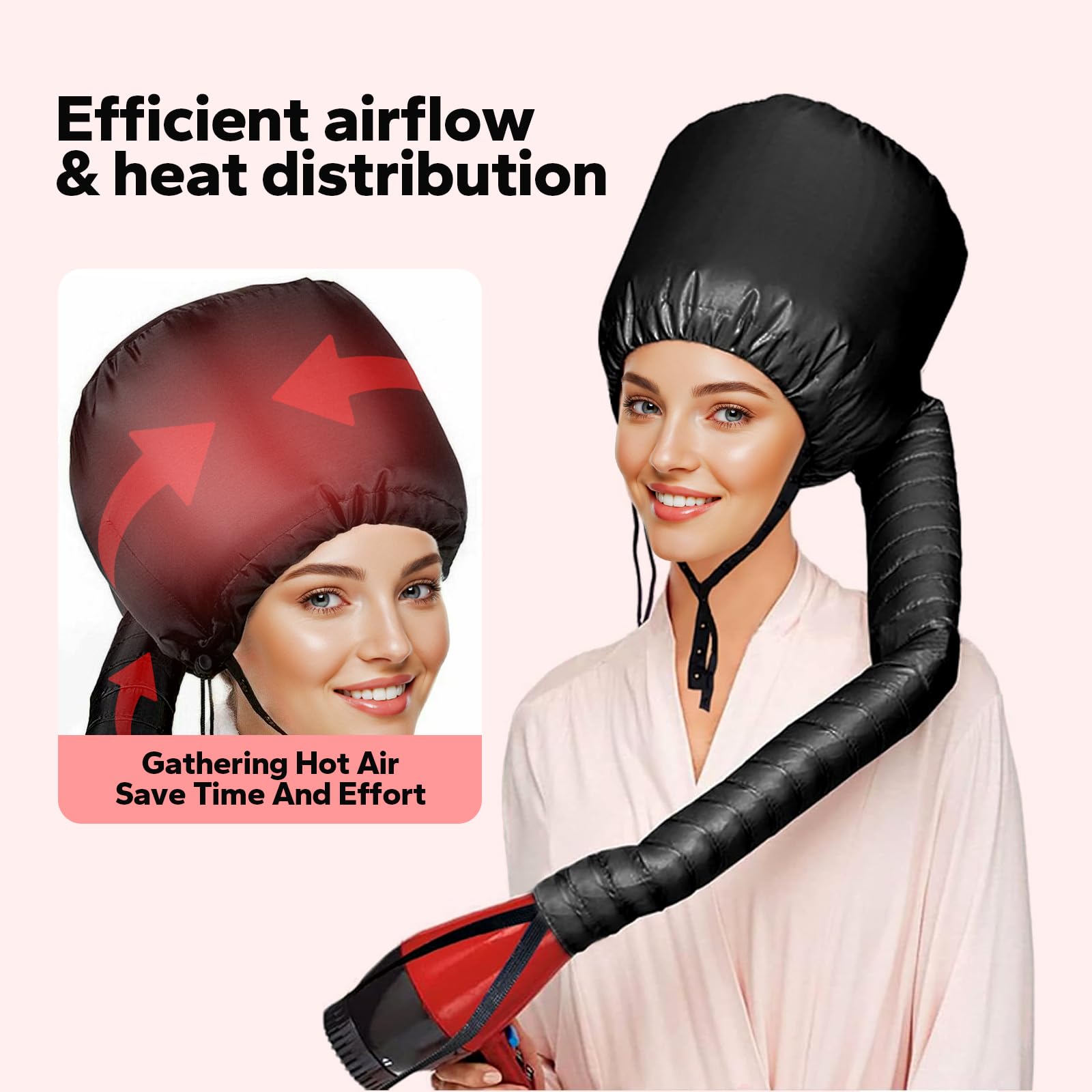 Komoko hooded hair dryer bonnet ready for travel shows secure fit and portability.