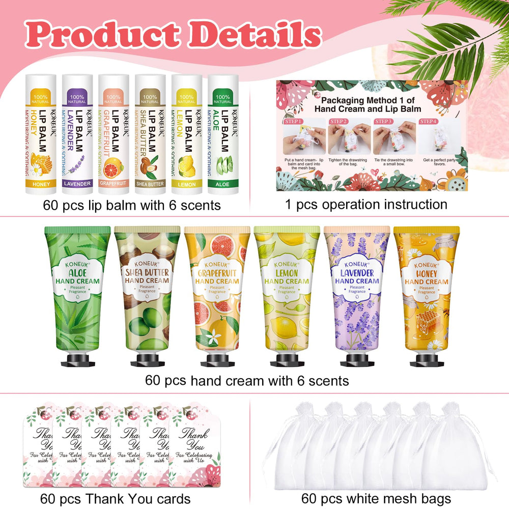 KONEUK 60-pack lip balm bulk set in six scents for gifting
