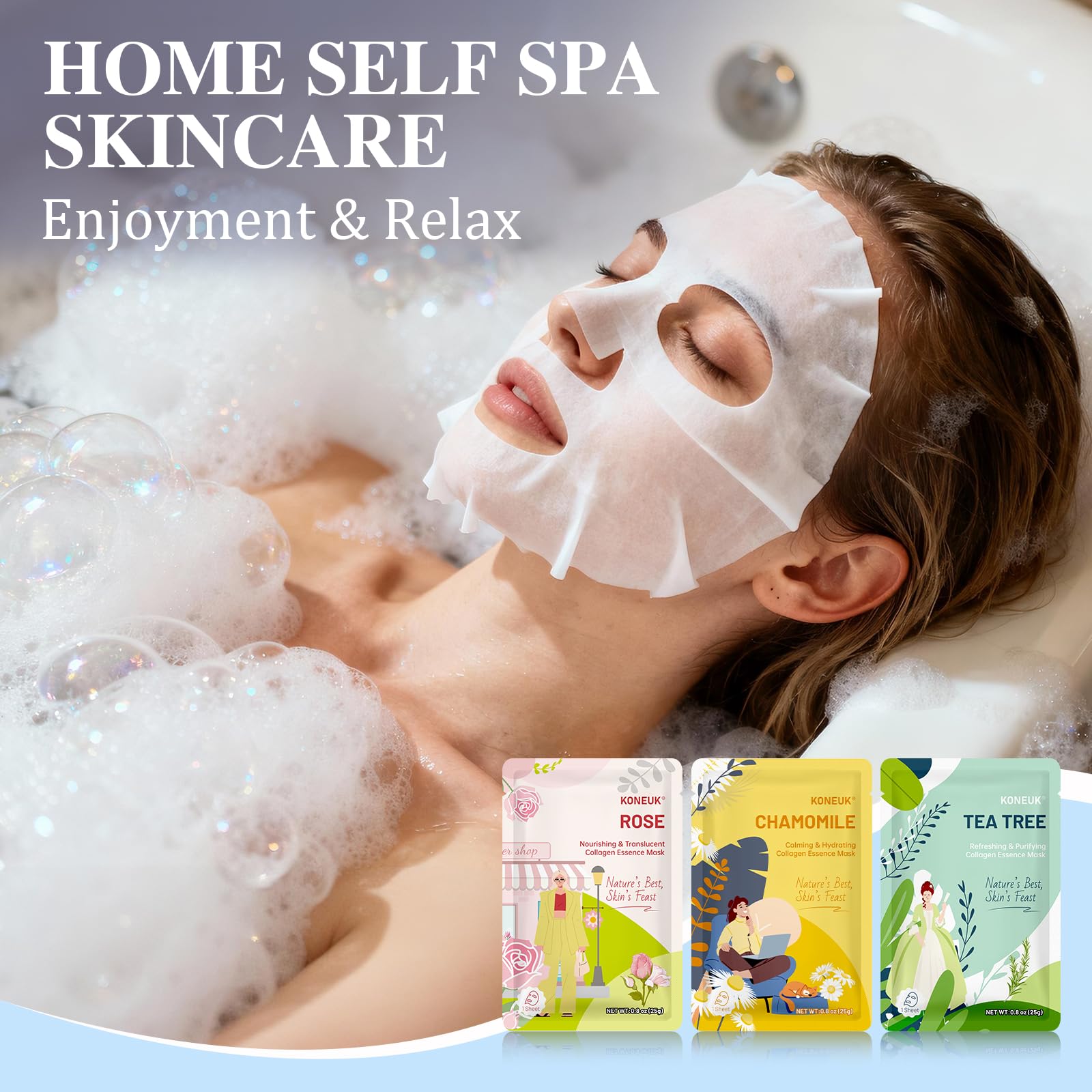KONEUK lavender mask for calming aroma and skin hydration.