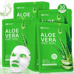 KONEUK Aloe Vera Face Mask 30-pack packaging for bulk hydration