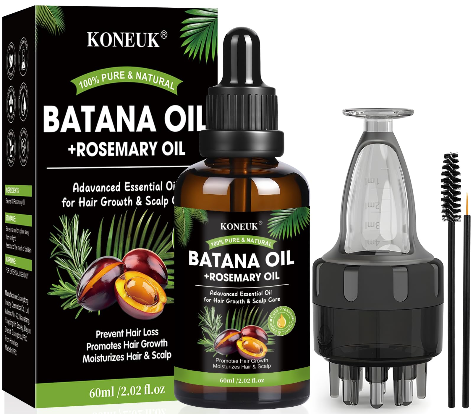 KONEUK Batana Oil bottle promotes nourished hair growth and elasticity.