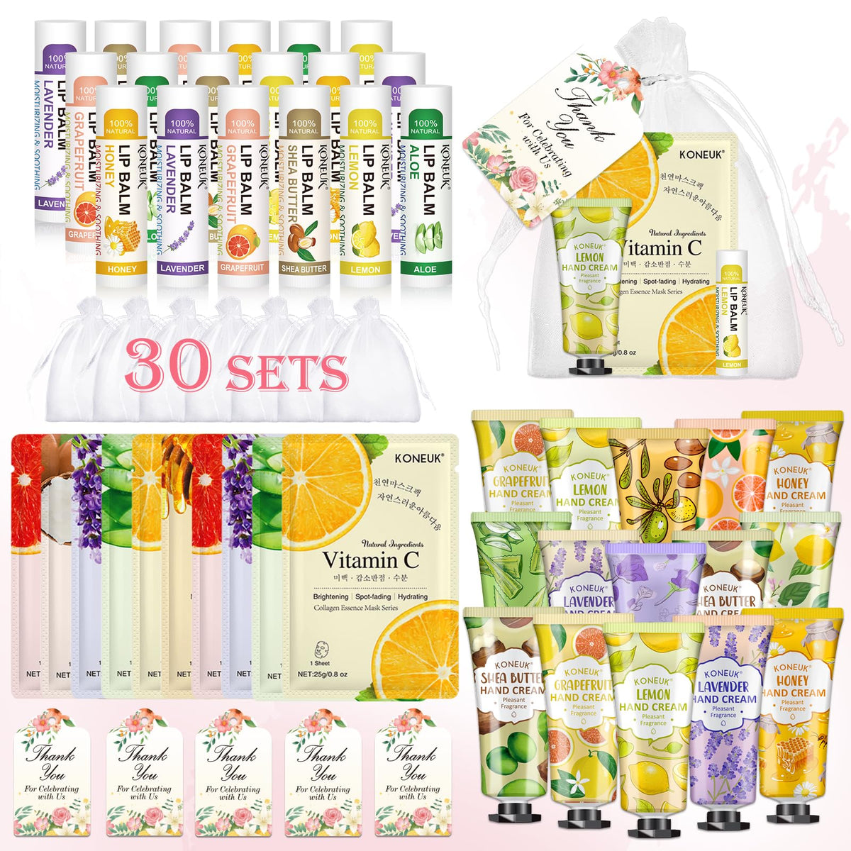 KONEUK bulk facial masks in 30 sets for guest gifts and pampering