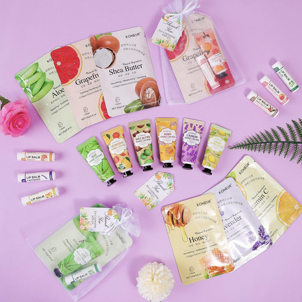 KONEUK bulk gift sets are compact and portable for on-the-go pampering and gifting.