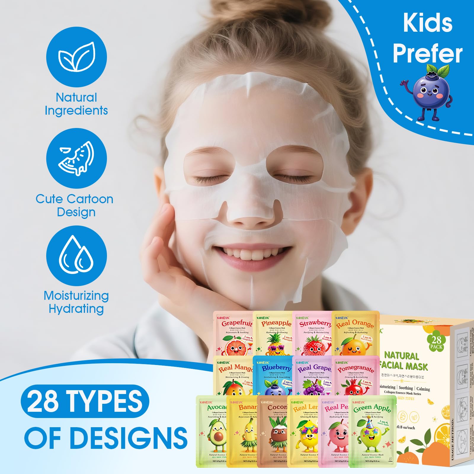 KONEUK masks for kids and teens offering nourishing, gentle care