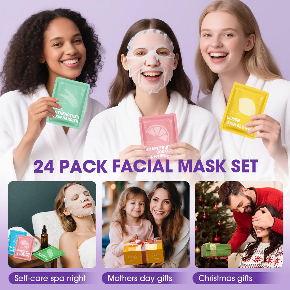 KONEUK festive gifts image presents colorful masks for celebrations and self-care gifting