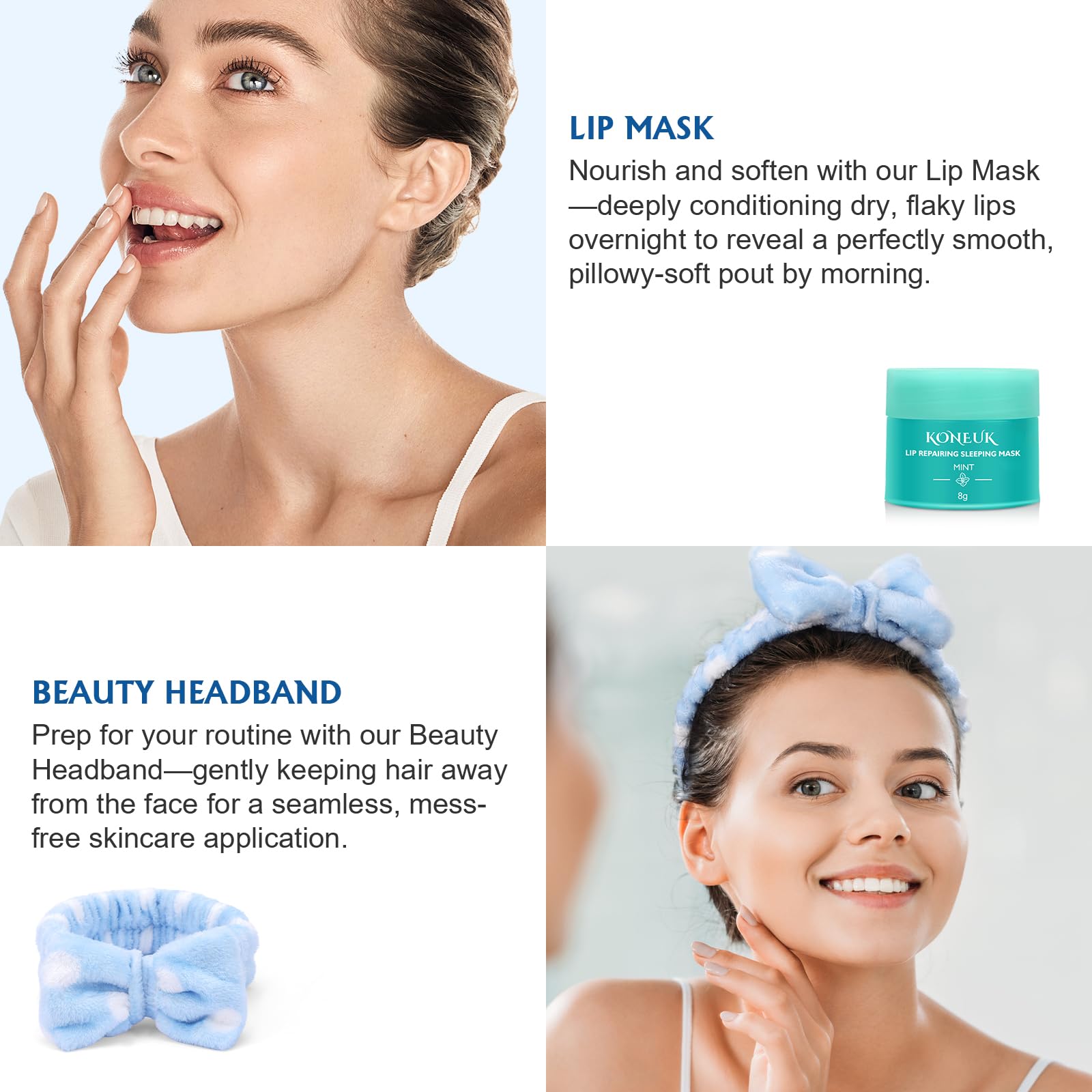 KONEUK lip mask for moisturized, smoother lips.