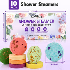 KONEUK shower steamers packaging box highlights holiday gifting ideas.