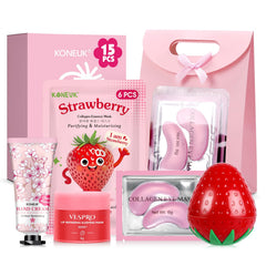 KONEUK strawberry skincare kit packaging shows ready-to-gift bundle for all skin types.